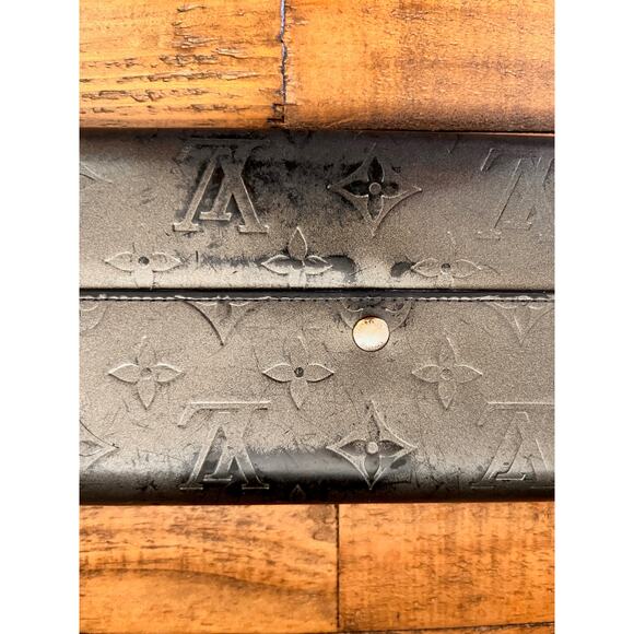 Authentic LOUIS VUITTON Gray Monogram Matt Vernis Long Sarah Wallet W/COA - Picture 7 of 14